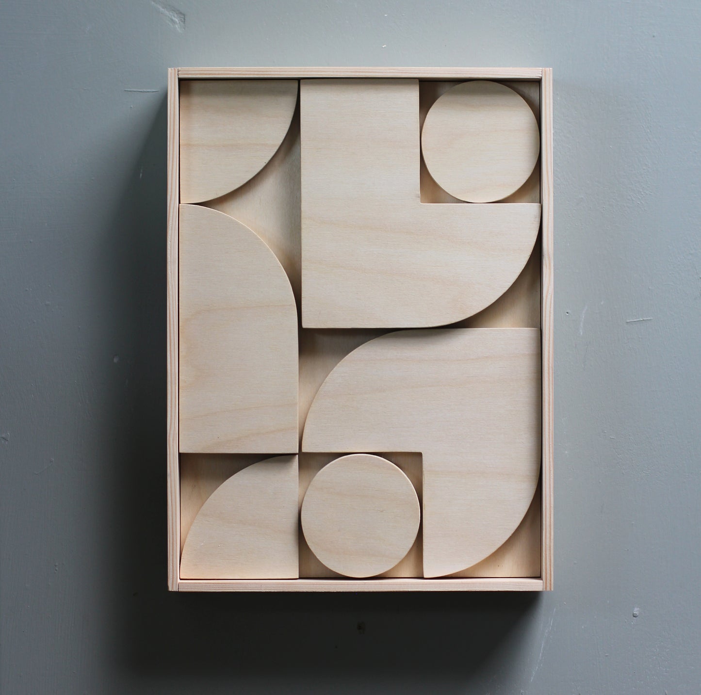 Geometric Wall Sculpture - Raw Plywood