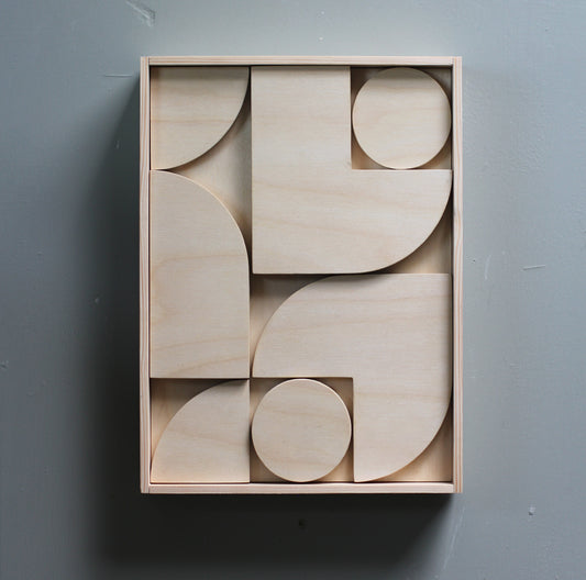 Geometric Wall Sculpture - Raw Plywood