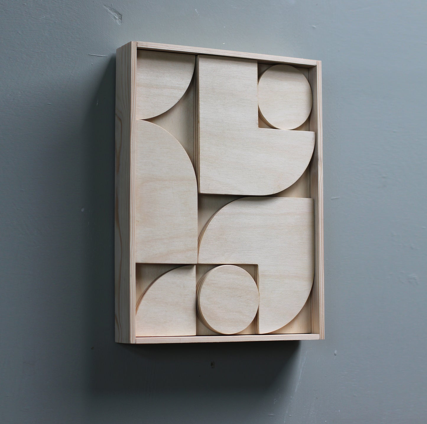 Geometric Wall Sculpture - Raw Plywood