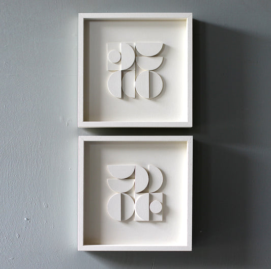 Modern Geometric Relief Wall Art - Set of 2