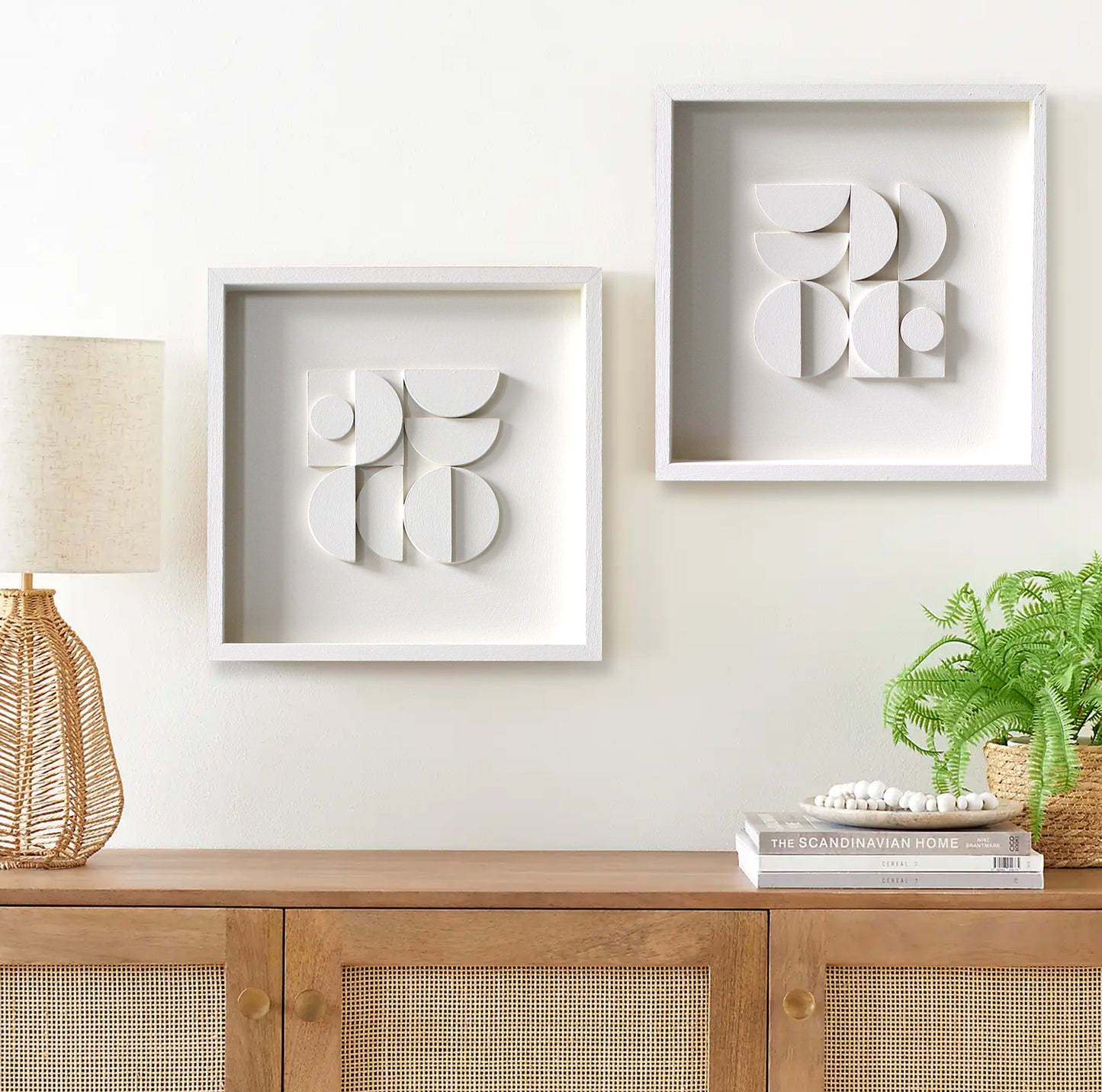 Modern Geometric Relief Wall Art - Set of 2